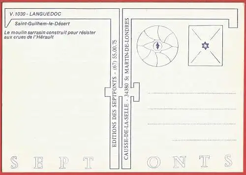[Ansichtskarte] France - Hérault ( 34 ) St-Guilhem-le-Désert : Moulin  /
Frankreich : Wassermühle. 