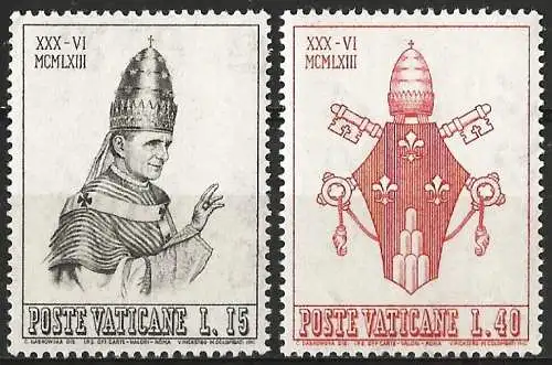 Vatikan 1963 - MI 432/33 - YT 383/84 - Papst Paul VI & Wappen - MNH 