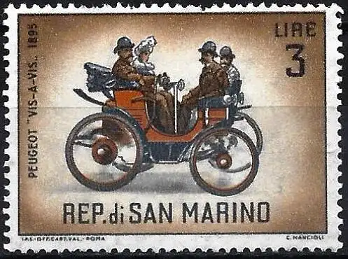 San Marino 1962 - Mi 706 - YT 529 - Altes Auto : Peugeot - MNH