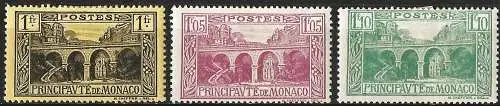 Monaco 1925/27 - Mi 97/99 - YT 95/97 - Viadukt bei der Kirche Saint Dévote - MH