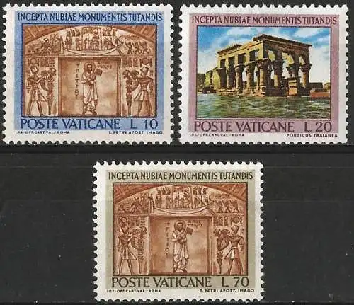 Vatikan 1964 - MI 446/48 - YT 397/99 - Nubische Denkmäler - MNH 