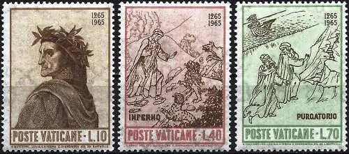 Vatikan 1965 - Mi 477/79 - YT 428/30 - Dante Alighieri, Dichter - MNH 