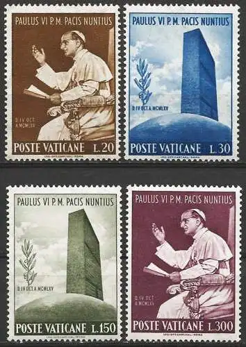 Vatikan 1965 - Mi 483/86 - YT 434/37 - Papst Paul VI. bei den Vereinten Nationen - Komplette Serie MNH 