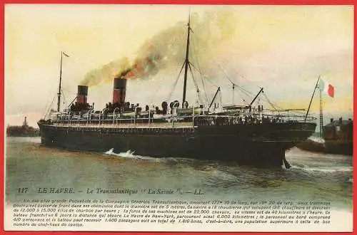 [Ansichtskarte] Passagierschiff " La Savoie "/ Paquebot de la Cie Générale Transatlantique / Ocean liner. 