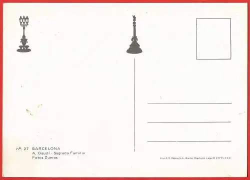 [Ansichtskarte] Spanien ( Katalonien ) Barcelona : Basílica de la Sagrada Familia /
Espagne ( Catalogne ). 