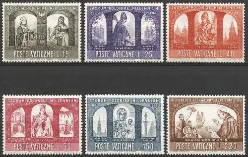 Vatikan 1966 - Mi 502/07 - YT 451/456 - Christentum in Polen - MNH 