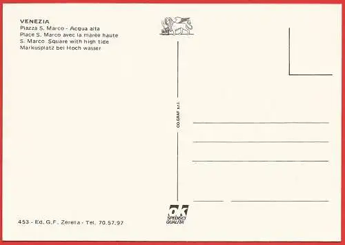 [Ansichtskarte] Italien - Venedig : Platz St. Markus bei " Hoch Wasser ". 