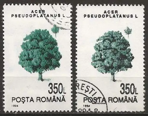 Rümanien 1994 - Mi 4988Y - YT 4166 - Baum - Zwei  Farbschattierungen