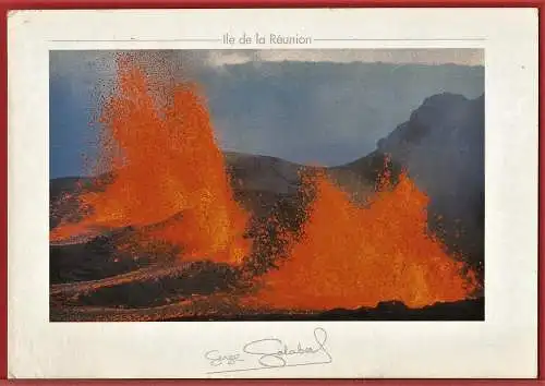 [Ansichtskarte] Insel La Réunion : Ausbruch am Piton de la Fournaise / Eruption du volcan. 