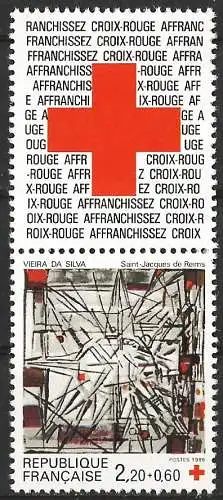 Frankreich 1986 - Mi 2582C - YT 2449a - Buntglasfenster von Viera da Silva + Rotes Kreuz - MNH**