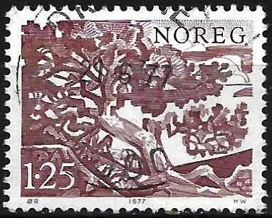 Norwegen 1977 - Mi 745 - YT 701 - Baum: Norwegische Kiefer 