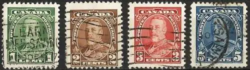 Canada 1935 - Mi 185/86/87/89A - YT 179/81 + 183 - Der König Georg  V