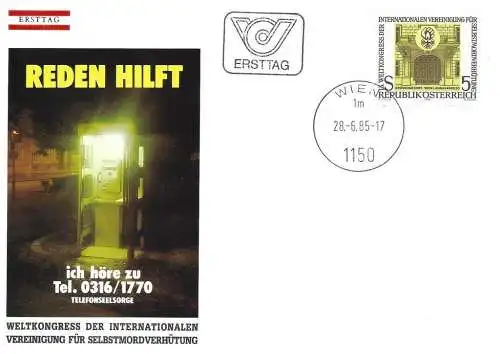 Österreich 1985 - Mi 1818 - YT 1647 - Kongress zur Suizidprävention - FDC