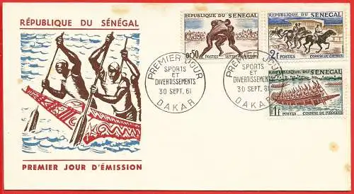 Senegal 1961 - Mi 245/47 - YT 205/07 - Sportarten - FDC