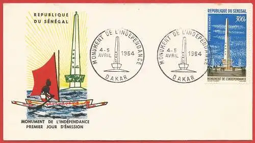 Senegal 1964 - Mi 279 - YT Pa 40 - Unabhängigkeitsdenkmal - FDC - Flugpost