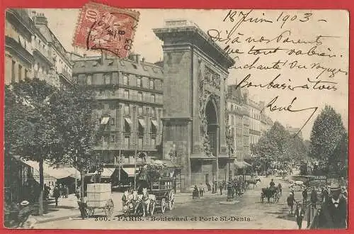 [Ansichtskarte] Paris ( 75 ) Boulevard und Triumphbogen der Porte Saint-Denis. 