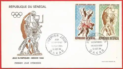 Senegal 1968 - Mi 387/88 - YT Pa 70/71 - Olympische Spiele in Mexiko - FDC