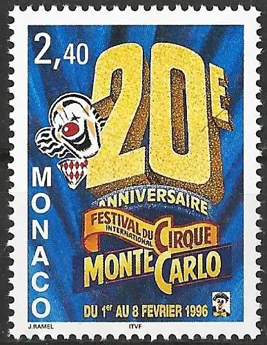 Monaco 1996 - Mi 2277 - YT 2026 - Zirkusfestival  - MNH