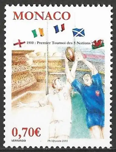 Monaco 2010 - Mi 2977 - YT 2719 - Rugby : Fünf-Nationen-Turniers - MNH 