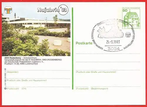 Deutschland BDR 1983 - Ganzsache : Nationale Briefmarken Austellung der Jungend " NAJUBRIA 83 " in Rodenberg