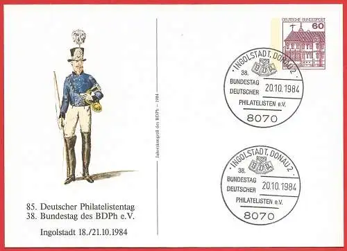 Deutschland BDR 1984 - Ganzsache : Deutscher Philatelistentag 84 in Ingolstadt