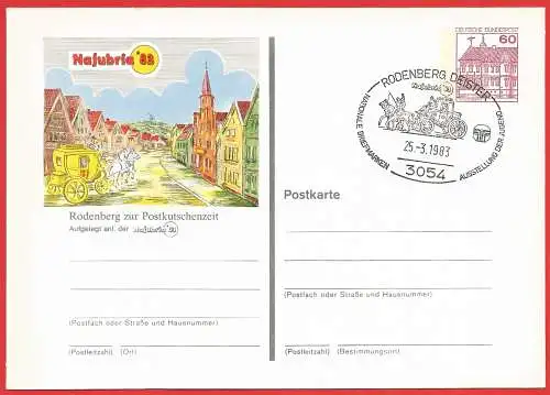 Deutschland BDR 1983 - Ganzsache : Nationale Briefmarken Austellung der Jungend " NAJUBRIA 83 " in Rodenberg zur Postkutschenzeit 