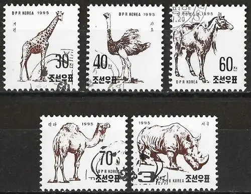 Korea-Nord 1995 - Mi 3779/83 - YT 2608/12 - Wildtiere