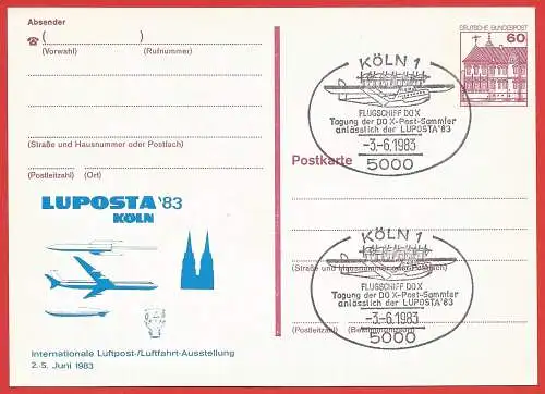 Deutschland BDR 1983 - Ganzsache : Briefmarken Austellung " LUPOSTA 83 " in Köln