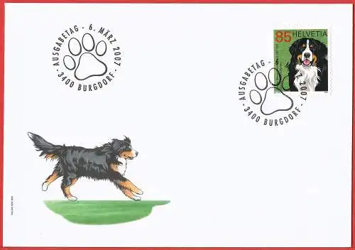 Schweiz 2007 - Mi 2001 - YT 1927 - Hunde -  FDC