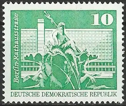 DDR 1973 - Mi 1843 I - YT 1501 - Neptunbrummen und Rathaus von Berlin - MNH