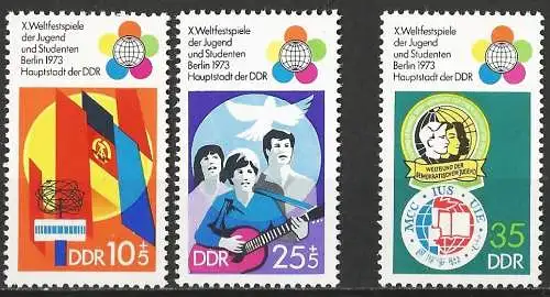 DDR 1973 - Mi 1829/30 & 66 - YT 1527/28 & 59 - Weltfestspiele der Jungend - MNH