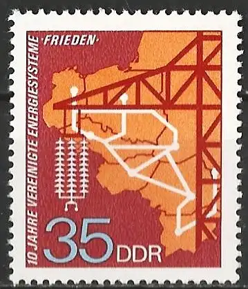 DDR 1973 - Mi 1871 - YT 1563 - Energiesysteme "Frieden" - MNH