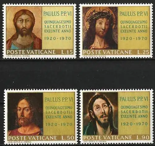 Vatikan 1970 - Mi 564/67 - YT 505/08 - Gemälde : Der Christus - MNH