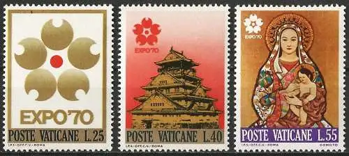 Vatikan 1970 - Mi 556/58 - YT 497/99 - Austellung in Osaka - MNH