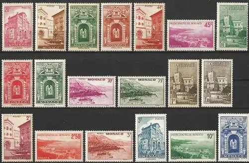 Monaco 1939 - Mi 164... - YT 169/183 - Ansichten des Fürstentums - MNH - Komplette Serie