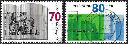 Niederlande 1991 - Mi 1421/22 - YT 1385/86 - Die öffentlichen Bibliotheken