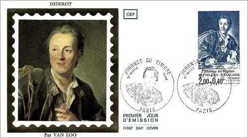 Frankreich 1984 – FDC : Mi 2430 – YT 2304 – Tag der Briefmarke – Denis Diderot
