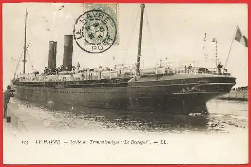 [Ansichtskarte] Passagierschiff " Bretagne " der Cie Générale Transatlantique. 