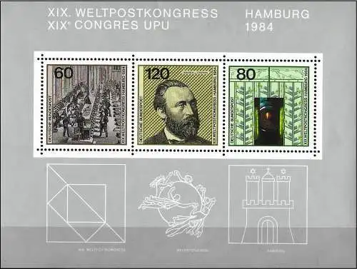 Deutschland BDR 1984 - Mi BL 19 - YT BF 18 - Kongress der U.P.U. - MNH** ( Block 138 x 1105 )