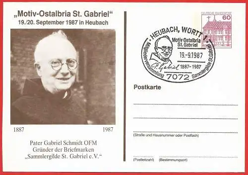 Deutschland BDR 1987 - Ganzsache : Pater Gabriel Schmidt OFM