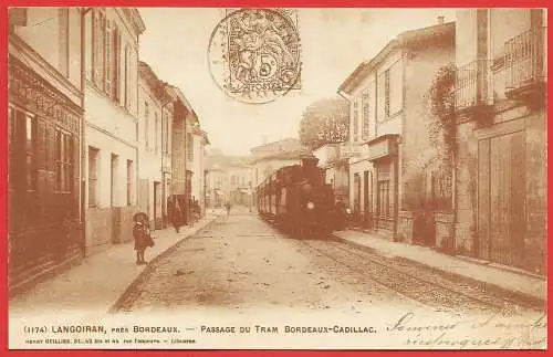 [Ansichtskarte] Straßenbahn Bordeaux-Cadillac, vorbei an Langoiran – Reproduktion. 