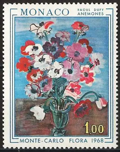 Monaco 1968 - Mi 890 - YT 743 - Blumen : Anemonen - Gemälde von Raoul Dufy - MNH**