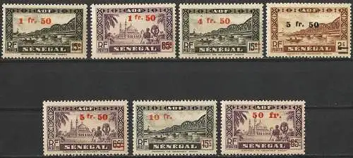 Senegal 1944 - Mi 224 bis 230 - YT 189 bis 195 - Faidherbe-Brücke und Moschee von Dorbel - MNH**