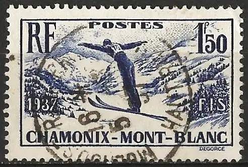 Frankreich 1937 - Mi 340 - YT 334 - Ski-Weltmeisterschaften in Chamonix