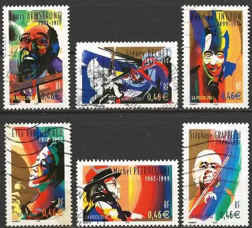 Frankreich 2002 - Mi 3637/42 - YT 3500/10 - Jazz-Legenden ( Komplete Serie )