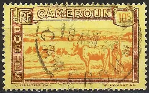 Kamerun 1925 - Mi 73 - YT 110 - Rinder überqueren einen Fluss