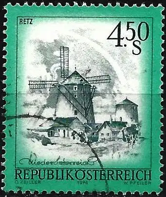 Österreich 1976 - Mi 1519 - YT 1348 - Landschaft : Retzer Windmühle