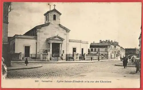 [Ansichtskarte] Frankreich ( Yvelines - 78 ) Versailles : Kirche Sainte Elisabeth und Straße der Werften. 