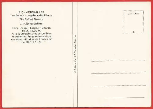 [Ansichtskarte] Frankreich ( Yvelines - 78 ) Versailles : Der Spiegelgalerie in den Schloss. 