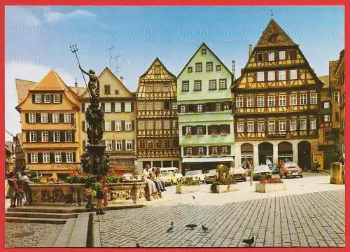 [Ansichtskarte] Deutschland - Tübingen : Marktplatz und das Marktbrunnen. 